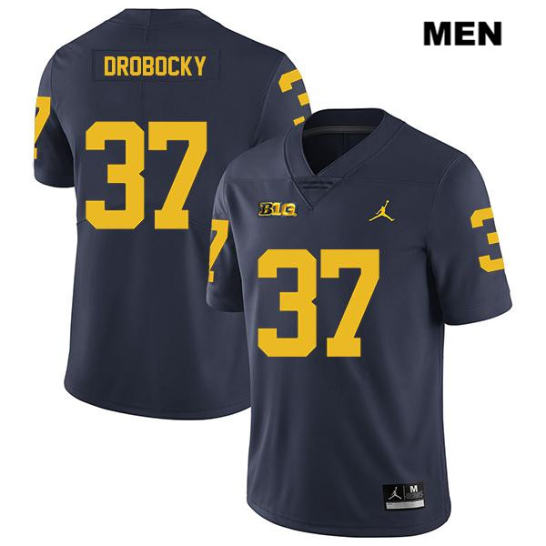 Men's NCAA Michigan Wolverines Dane Drobocky #37 Navy Jordan Brand Authentic Stitched Legend Football College Jersey HU25V43RM